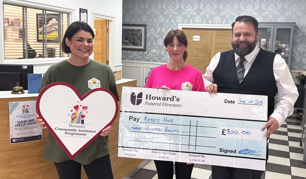 One of the charities that Howard's Funeral Directors awarded money to was Bebe's Hive which was granted £300 to fund child grief programmes.